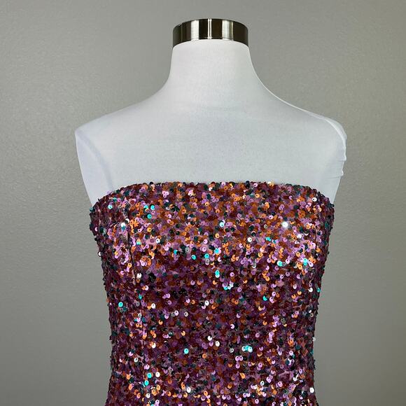 Sequin Strapless Midi Sheath Cocktail Dress Pink Size 6 Laundry by Shelli Segal - Picture 7 of 14